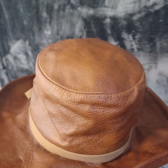 Yves Saint Laurent 1970's Brown Leather Hat VINTAGE YSL - Picture 2 of 7